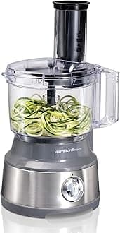 Food Processor, Vegetable Chopper & Veggie Spiralizer for Slicing, Shredding, Mincing, and Puree, 10 Cups, Silver (70735)