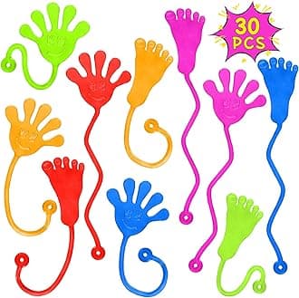 Sticky Hands Bulk 30 PCS Party Favors for Kids 4-8,8-12 Year Stretchy Sticky Hand Feet Goodie Bags Stuffers for Kids Small Mini Classroom Prizes Easter Basket Stuffers Bulk Birthday Party Slap Hand