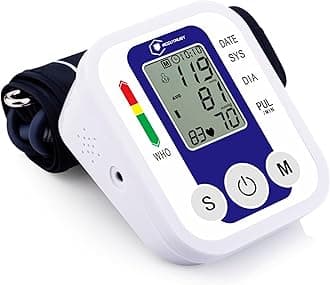 Digital Blood Pressure Monitor Machine for Home Use, Upper Arm Cuff 22-36cm, Automatic BP Monitor with Medium Display, USB + Battery Operated, Memory Function & WHO Indicator