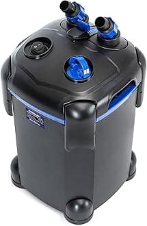 225GPH Ultra-Quiet Canister Filter, 2-Stage External Aquarium Filter with Free Media for Large Fish Tanks and Aquariums
