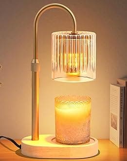 Candle Warmer Lamp with Timer: Modern Style Adjustable Height Candle Warmer Lamp Home Decor Safe Flame Free for Wax Blocks and Jar Candles