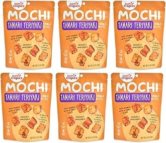 Sun Tropics Mochi Snack Bites Tamari Teriyaki Flavor, 3.5 oz (Pack of 6) | Crispy Crunchy Mochi Rice Bites | Gluten Free, Dairy Free, No MSG Added Asian Rice Snacks