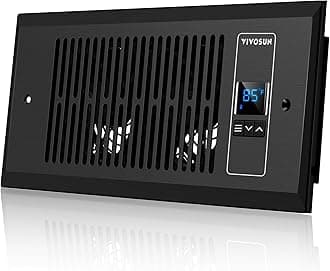 Quiet Register Booster Fan, Smart Register Vent with Thermostat Control, Fits 4”×10” Register Holes, Heating Cooling AC Vent Fan, Black