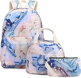 Teen Girls School Backpack Kids Bookbag Set with Lunch Box Pencil Case Travel Laptop Backpack Casual Daypacks (Orange - 9562)