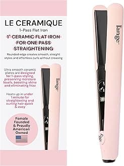 L'ANGE HAIR Le Ceramique 1-Pass Flat Iron Hair Straightener | Fast Heating Ceramic Flat Iron | Best Hot Tools Hair Straightening Iron to Lock in Moisture & Shine | Professional Hair Iron (Blush)
