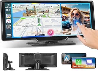 10.26 Inch Wireless Carplay Radio for Car, Hikity Wireless Android Auto Car Display Screen with Dual Bluetooth GPS Airplay Mirror Link