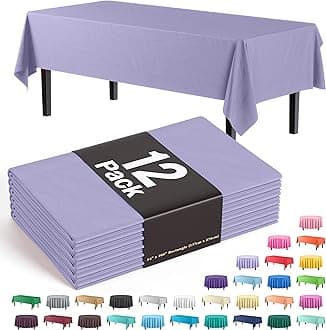 12-Pack Premium Plastic Tablecloth 54in. x 108in. Rectangle Table Cover - Lavender