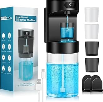 Automatic Mouthwash Dispenser for Bathroom,20.29 oz Touchless Electric Mouth Wash Dispensers Bathroom Accessories Set with 4 Magnetic Cups,4 Modes Wall Mounted Mouth Wash Dispenser for Home & Kids