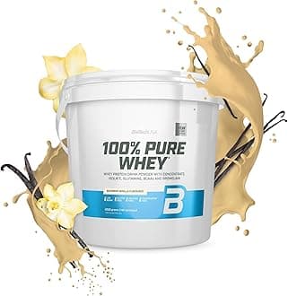 BioTechUSA 100% Pure Whey | Protein Powder with BCAA and Glutamine | Gluten-Free, Palm Oil Free | 21g Protein per Serving, 4 kg, Bourbon Vanilla