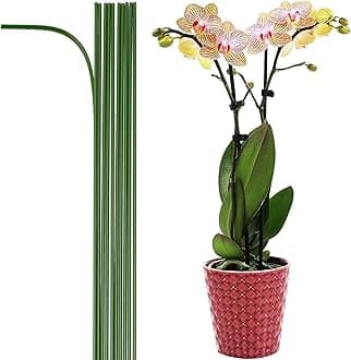 10-PCs 15-3/4" Plastic Coated Orchid Stakes for Plants Support, Bendable Orchid Support Stakes - Green