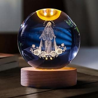 3D Holy Crystal Ball, Jesus Statue Praying Hands, Laser Engraved Cross with Praying in Hand Religious Gifts for Women, 3D Crystal Jesus Figurines Night Light Home Decor (3D-D)