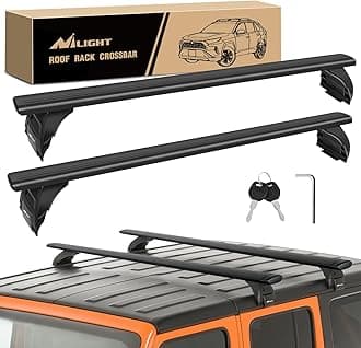 Nilight Roof Rack Cross Bars Fit for Jeep Wrangler 2007-2026 08 09 20 21 22 23 24 25 JK JL Gladiator JT 2&4 Door Aluminum Rail Crossbars with Anti-Theft Lock for Rooftop Cargo Carrier Luggage Box Tent
