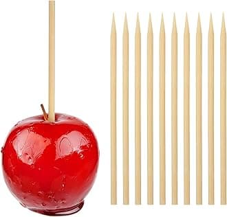 HANSGO Wooden Candy Apple Sticks, 5 mm 7 inch Birch Caramel Apple Cotton Sticks Semi Pointed Lollipop Skewer for Festival Party Favor BBQ Corn Dog