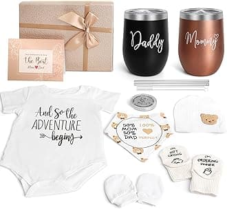 New Mom Gifts for Women, Top Pregnancy Gifts for New Parents Gender Reveal Gifts with Mom and Dad Tumbler Set for First Time Moms, Expecting Parents to Be, Gender Reveal, Baby Shower…