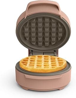 bella Snack-n-Store Mini Waffle Maker, EverGood™ Ceramic Nonstick Coating, Cord Wrap, Ready Indicator Light & Cool Touch Handles, Stackable Design & Customizable Plates, 400 Watt, Blossom