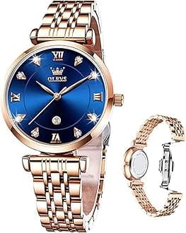 Women Watches Simple Dress Ladies Watch Rose Gold Stainless Steel Watch Waterproof Quartz Date Luxury Diamond Small Wristwatch Fashion Analog Female Reloj Mujer Blue White Green Red Yellow Face