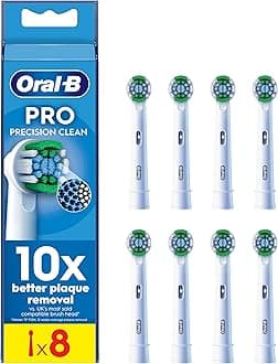 Pro Precision Clean Electric Toothbrush Head, X-Shape And Angled Bristles for Deeper Plaque Removal, Pack of 8 Toothbrush Heads, White
