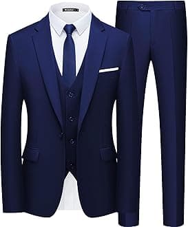 Men’s Slim Fit Suit One Button 3-Piece Blazer Dress Business Wedding Party Jacket Vest & Pant
