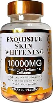Skin Whitening - 10000mg Glutathione - Vitamin C & Collagen blend capsules - Fights Hyperpigmentation - Fair and Radiant Skin - Dark Spot Removal - Rejuvenation - Even Skin Tone - Anti-Aging