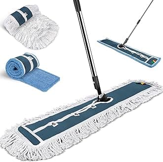 MASTERTOP Large Flat Mop, 105cm Wide Industrial Mop with 2 Replacement Heads, Commercial Heavy Duty Floor Mops for Hard Floors, Dust Sweeper for Warehouse Hotel Garage Cleaning