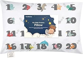 Toddler Pillow with Pillowcase - 13x18 My Little Dreamy Kids Travel Bed Pillows for Sleeping, Organic Cotton Small Pillowcase, Soft & Breathable, Machine Washable, Toddlers 2-5 years old (Kea123)