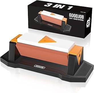 Knife Sharpening Stone Kit Premium 3 Side Grit 1000/3000/6000 Whetstone Knife Sharpener Tool for Kitchen Knife Set with Angle Guide and Non-Slip Base (GB-3W)