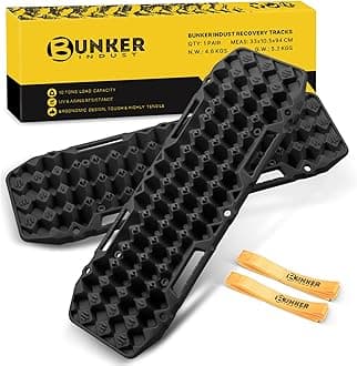 BUNKER INDUST Off-Road Traction Boards, Pair Recovery Tracks Traction Mat for Jeep Mud, Sand, Snow Traction Pads-Black Emergency Tire Traction Device (Gen 10th)