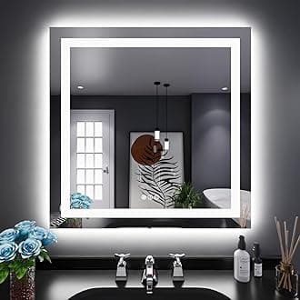 LOAAO 32"X32" LED Bathroom Mirror with Lights, Anti-Fog, Dimmable, Backlit + Front Lit, Lighted Bathroom Vanity Mirror for Wall, Memory Function, Tempered Glass, Shatter-Proof, ETL Listed