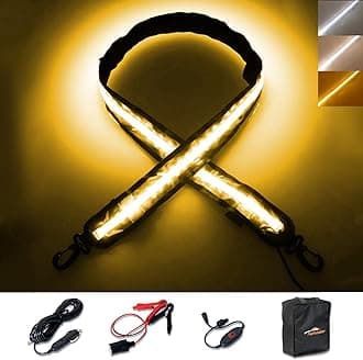 4FT 12V Led Light Strip Waterproof IP67, Dimmable Camping Awning Lights with 140 SMD 2835 LED Chips, Multi-Functional Use for RV, Car Tent, Camping, White/Warm White/Amber