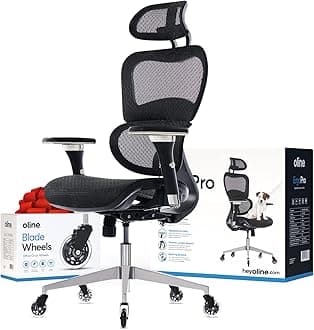 Oline ErgoPro Ergonomic Office Chair, Rolling Desk Chair with 4D Adjustable Armrest, 3D Lumbar Support, Blade Wheels, Mesh Computer Gaming Executive Swivel Chairs Chair (Black)