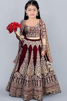 Girl's Taffeta Satin Semi-Stitched All Color and Design Lehenga Choli