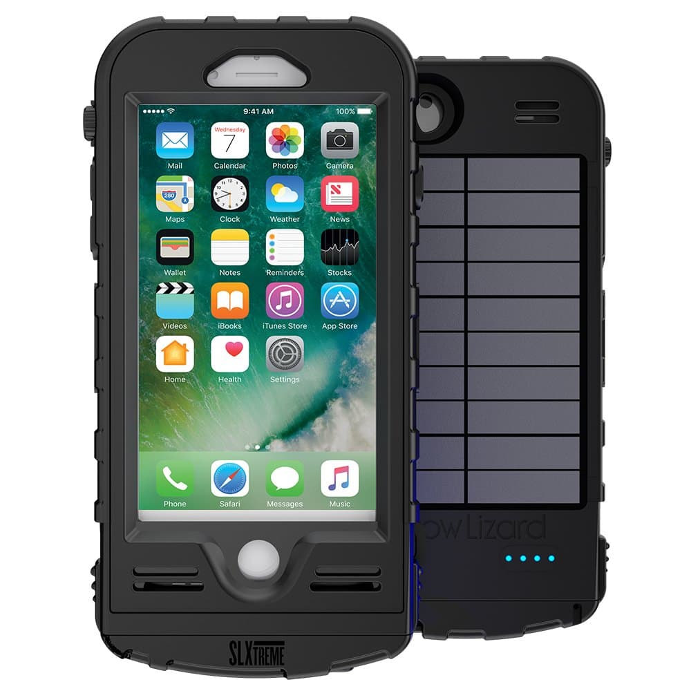 SnowLizard SLXtreme iPhone 7 Case. Solar Powered, Rugged and Waterproof with a built in Battery - Night Black