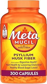 Metamucil, Psyllium Husk Capsules, 300 Capsules, 3-in-1 Fiber Supplement, Daily Psyllium Husk Fiber Capsules Help Support Digestive Health by Promoting Regularity*, Help Supplement Daily Fiber Intake