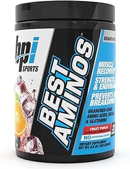 Best Aminos - BCAA Powder Post Workout & Glutamine Recovery Drink with Branched Chain Amino Acids for Hydration & Recovery, for Men & Women - Fruit Punch - 25 Servings