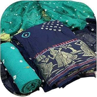 Dharmik Fashion women's jaipuri bhandhani cotton suit dress material