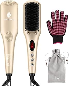 MiroPure Ionic Hair Straightener Brush For Silky Frizz-Free Hair With Mch Heating Technology For Great Styling At Home,Black