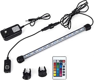 MQ 8 in Submersible LED Aquarium Light, 1.2W Color Changing Fish Tank Light with Remote Control, IP68 Crystal Glass 9 LEDs Lights Bar, for Fish Tank 10-15 inch