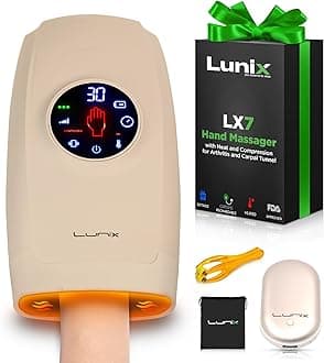 Lunix LX7 FSA Carpal Tunnel & Wrist Pain Relief Device, Heated Air Compression Hand Massager for Arthritis, Mothers Day Gifts for Women & Mom, Touchscreen, Sand Beige