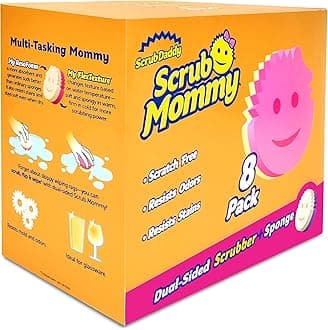 Dual Sided Sponge and Scrubber - Scrub Mommy - Scratch Free Sponge for Dishes and Home, Soft in Warm Water, Firm in Cold, Odor Resistant, Multi Surface 8 Count (Pack of 1)