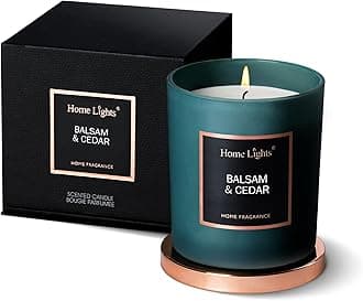 Home Lights Scented Soy Candles, 35 Hours Burn Time, Natural Soy Wax, Fragrance Decor Gift for Women & Men, Balsam & Cedar, 7.19 oz