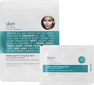 skyn ICELANDHydro Cool Firming Under Eye Patches, Instant Cooling for Puffy, Tired Eyes with Peptides and Coenzyme Q10, 10 Minute Treatment, Vegan, All Skin Types, 12 Pairs