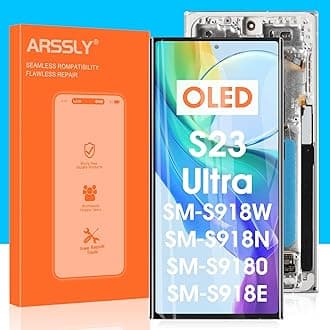 OLED for Samsung Galaxy S23 Ultra 5G Screen Replacement for Samsung S23 Ultra LCD Display SM-S918U S918W Digitizer Touch Screen Assembly with Tools(Silver with Frame, Supports Fingerprint)