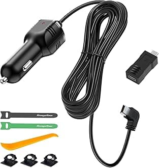 – Dash Camera Car Charger, Mini USB and Micro USB Interfaces, L-Type Driving Recorders Power Cord Universal Car Adapter Power Cord 4m/13.12ft 12V/24V to DC5V 3A