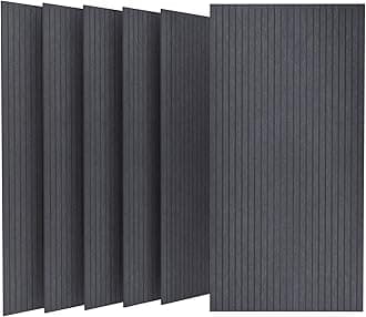 UMIACOUSTICS 6 Packs Acoustic Panel,48 x 24 x 0.4 Inches Flame Retardant Decorative Sound Absorbing Panels, Sound Proof Wall Panels Equidistant Slot for Room,Home Theater,Studio