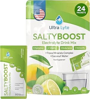Ultra Lyte SaltyBoost Drink Mix - 24 Sachets - Sugar-Free Salty Citrus Electr...