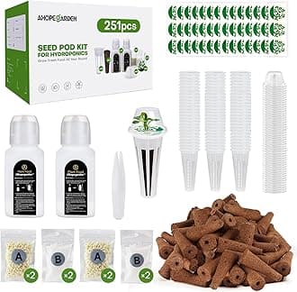 251pcs Seed for Hydroponics Growing System - Grow Anything Kit with 60 Grow sponges, 60 Grow Baskets, 60 Covers, 60 Pod Labels, 10 A&B Plant Food, 1tweezers - Compatible with All Brands