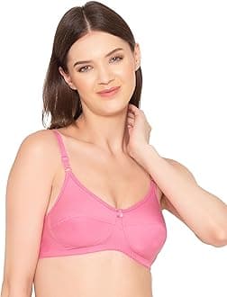 Groversons Paris Beauty Women's Non-Padded Wire-Free Full Coverage Cotton Bra | Adjustable Straps | Hook & Eye Closure | Soft Everyday Bra