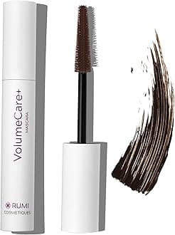 Rumi Cosmetiques VolumeCare+ Mascara For Mature Women - Extreme Length and Volume 2-in-1 Formula - No Clumps or Flaking, Long-Wearing, Hypoallergenic Mascara For Sensitive Eyes (Dark Brown)