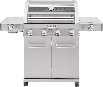 Monument Grills Larger 4+2 Burner Propane Gas Grills Stainless Steel Cabinet Style with Clearview® Lid, Knob Controls, Built-In Thermometer, Infrared Side Sear Burners & Side Burners, Outdoor Use