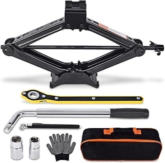 Scissor Car Jack 2 Ton (4409 lbs) Tire Changing Kit with Lug Wrench - Emergency Kit for Car, SUV, MPV